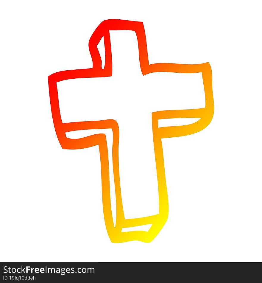 warm gradient line drawing cartoon wood cross