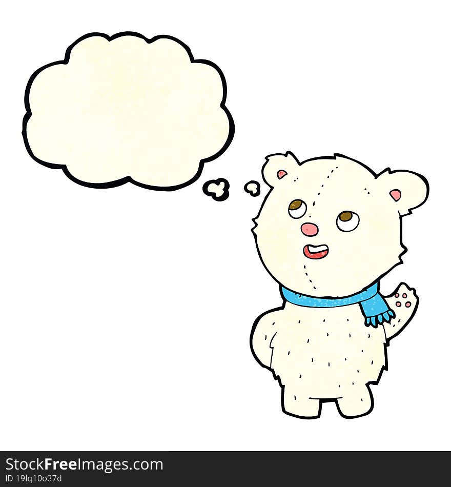 cartoon cute polar bear cub with thought bubble