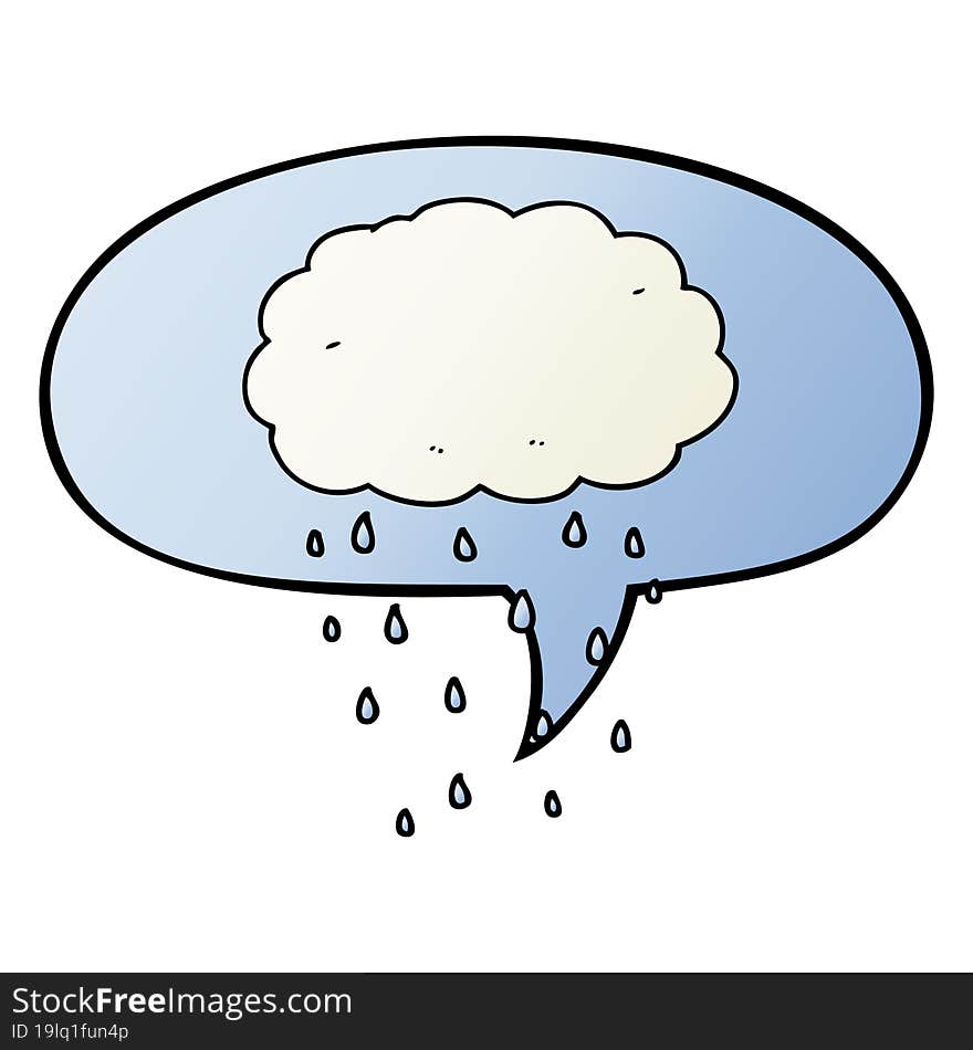 Cartoon Rain Cloud And Speech Bubble In Smooth Gradient Style