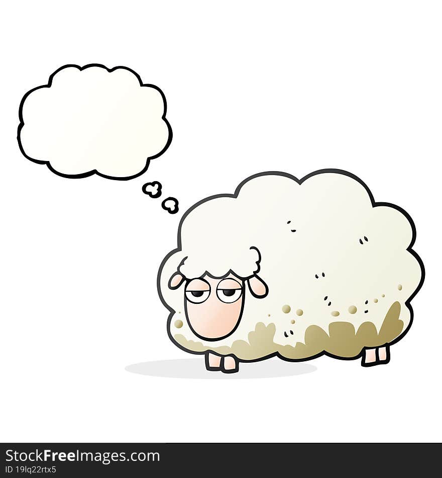 freehand drawn thought bubble cartoon muddy winter sheep