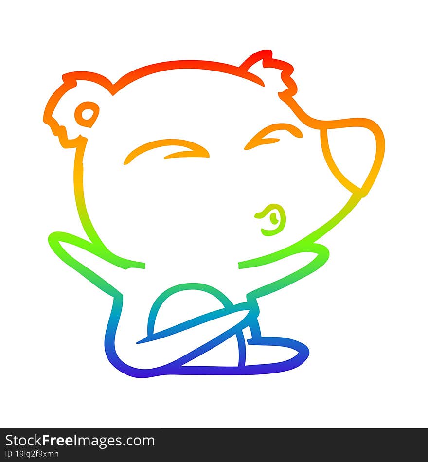 rainbow gradient line drawing cartoon whistling bear