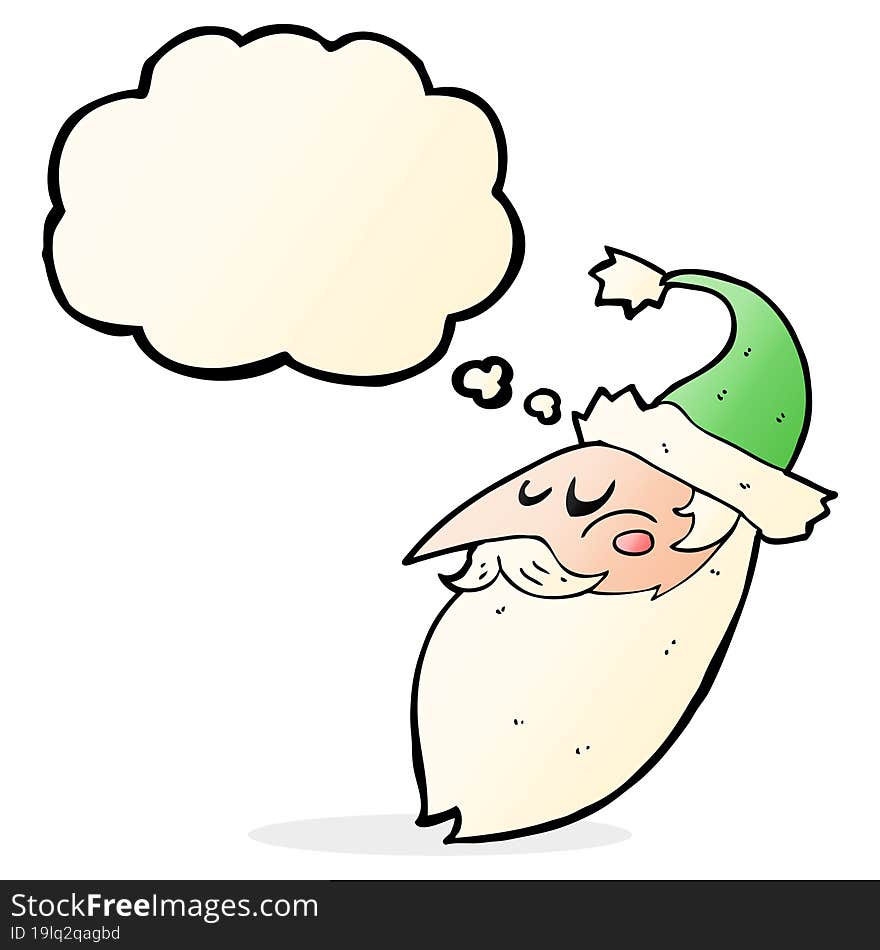 cartoon santa face with thought bubble