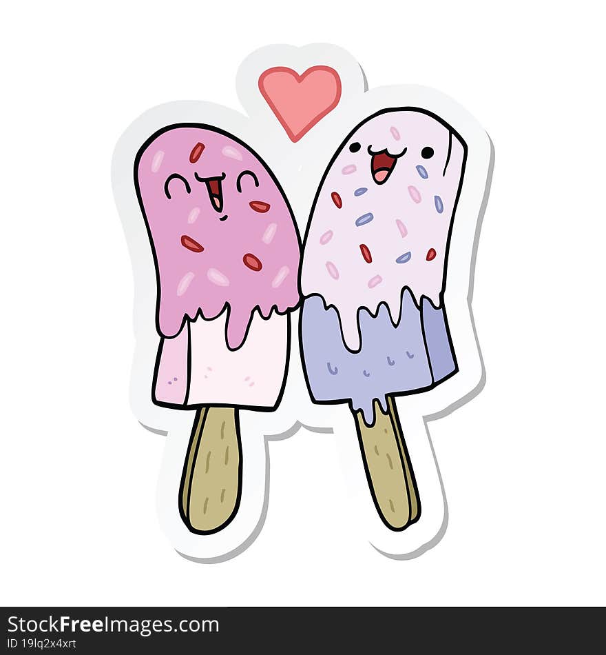 sticker of a cartoon ice lolly in love