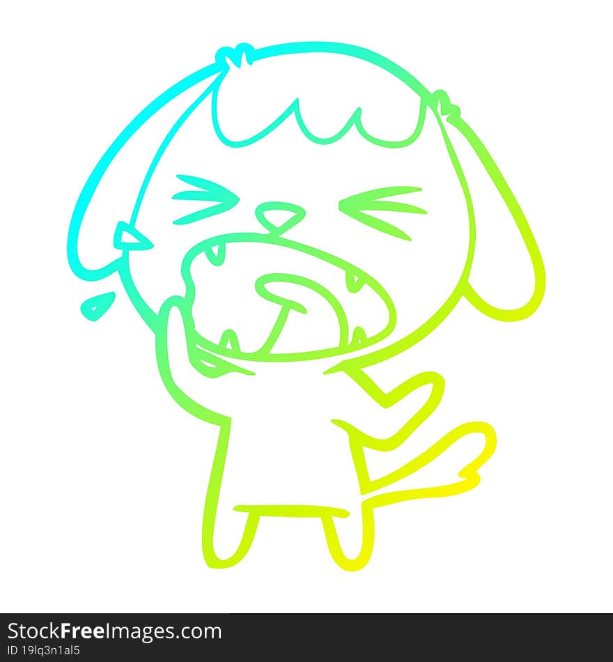 cold gradient line drawing of a cute cartoon dog barking