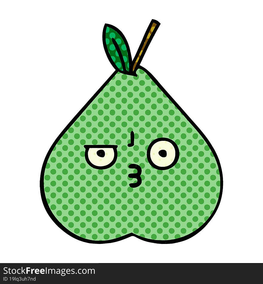 Comic Book Style Cartoon Green Pear