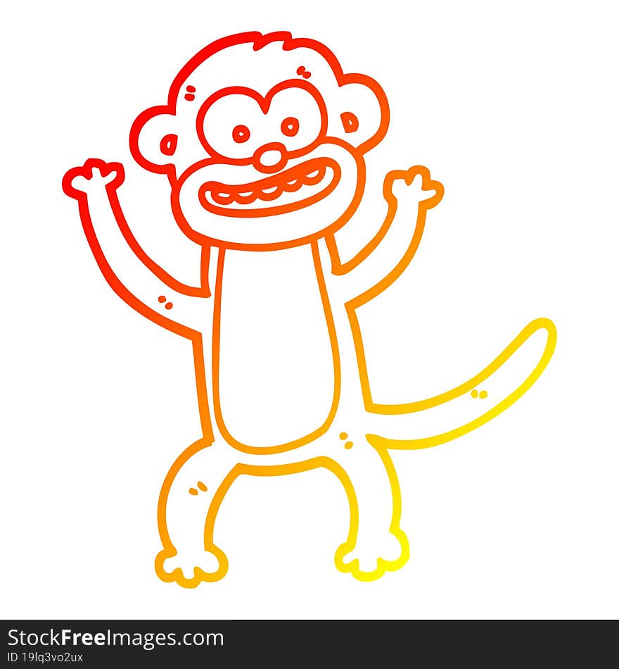 warm gradient line drawing cartoon monkey