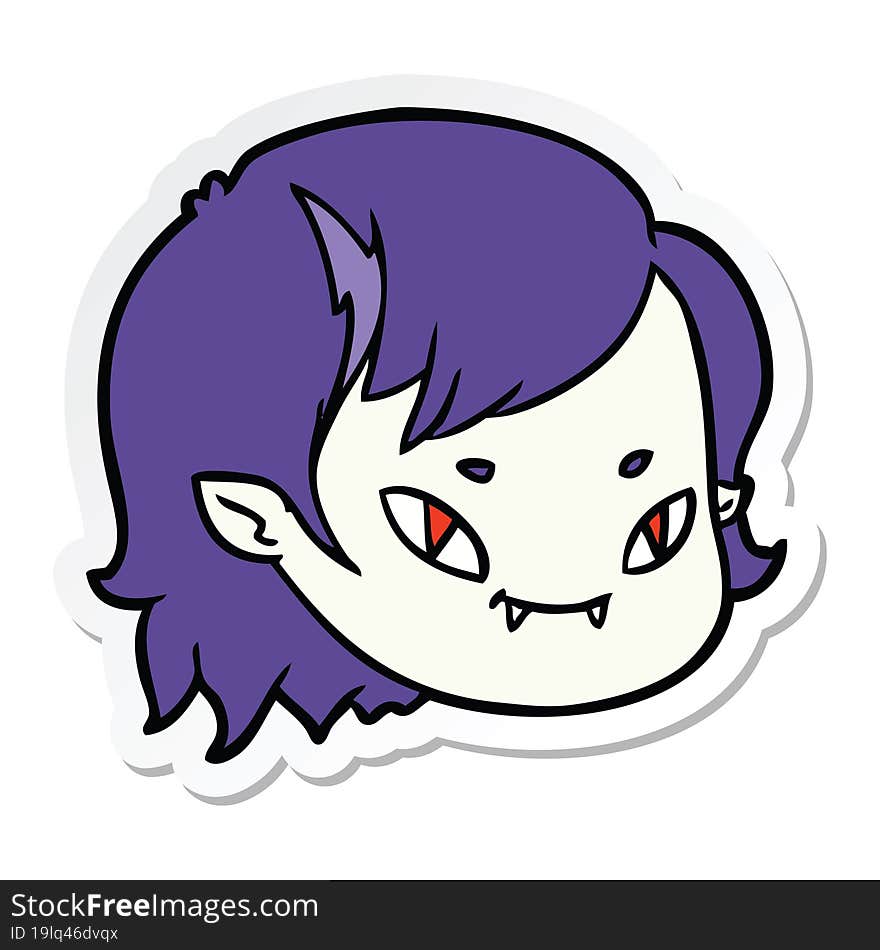 Sticker Of A Cartoon Vampire Girl Face