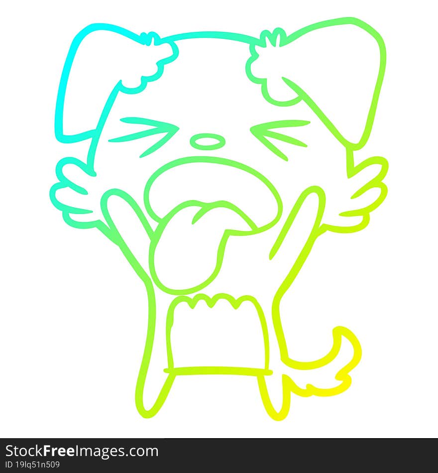 cold gradient line drawing of a cartoon disgusted dog