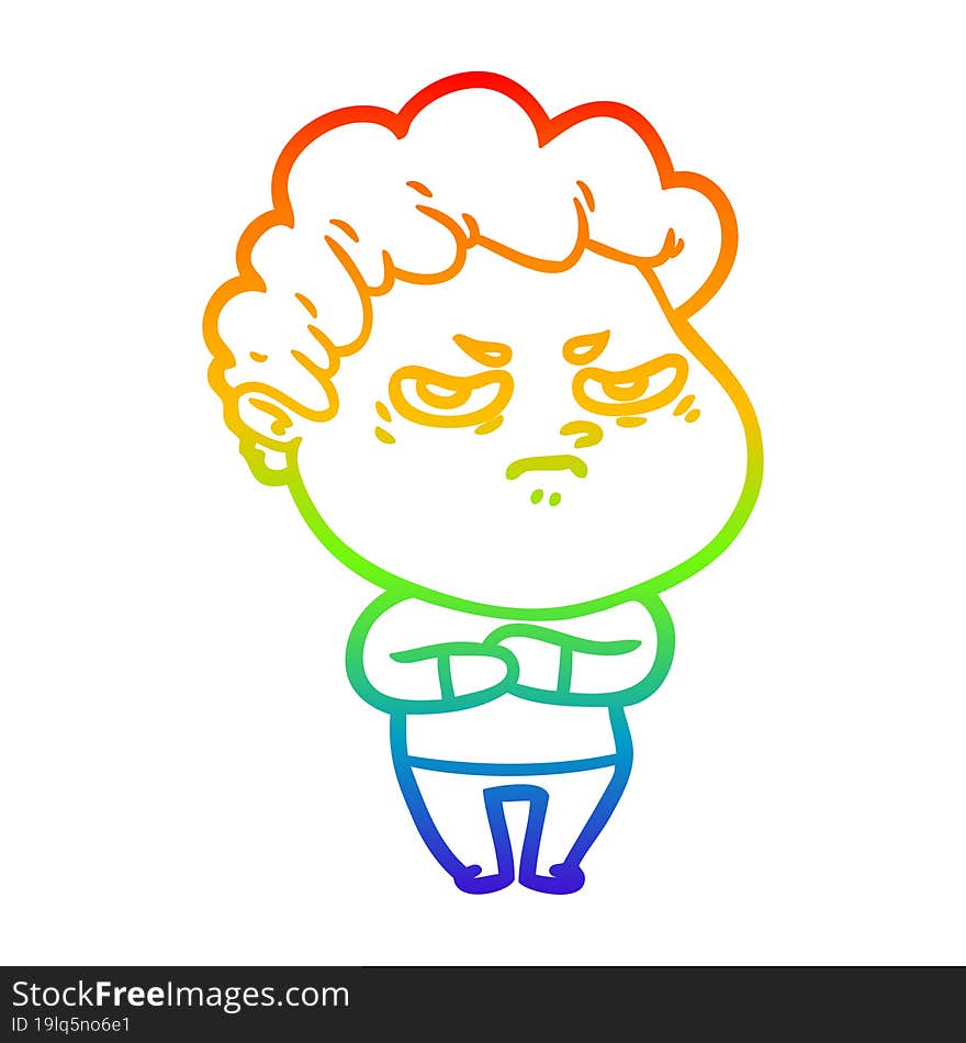 rainbow gradient line drawing cartoon angry man