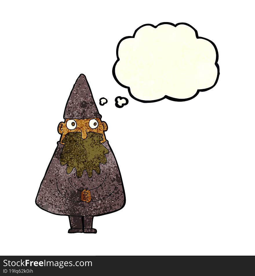 cartoon wizard with thought bubble