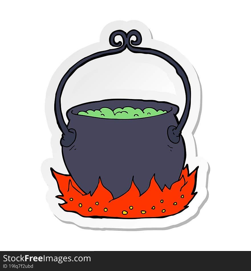 Sticker Of A Cartoon Witchs Cauldron