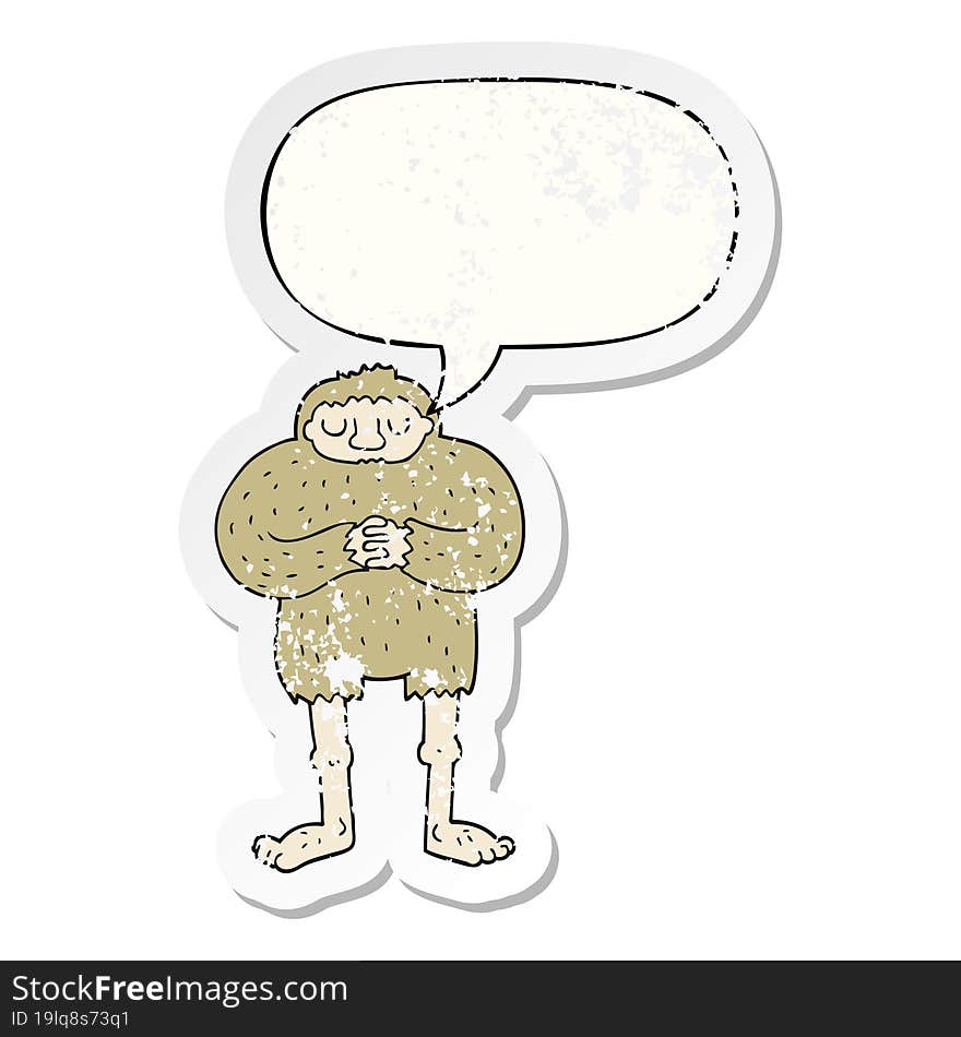 cartoon bigfoot and speech bubble distressed sticker