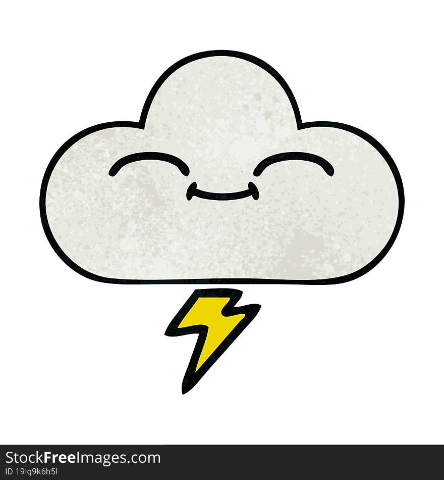 Retro Grunge Texture Cartoon Thunder Cloud