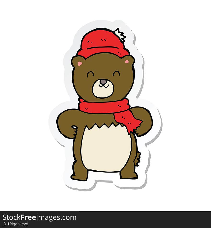 Sticker Of A Cute Cartoon Bear