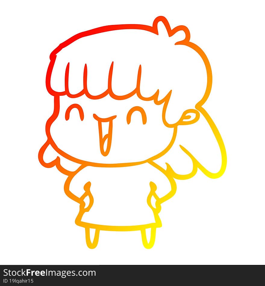 warm gradient line drawing of a cartoon woman