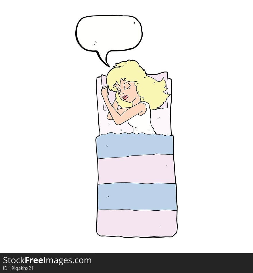 cartoon sleeping woman with speech bubble