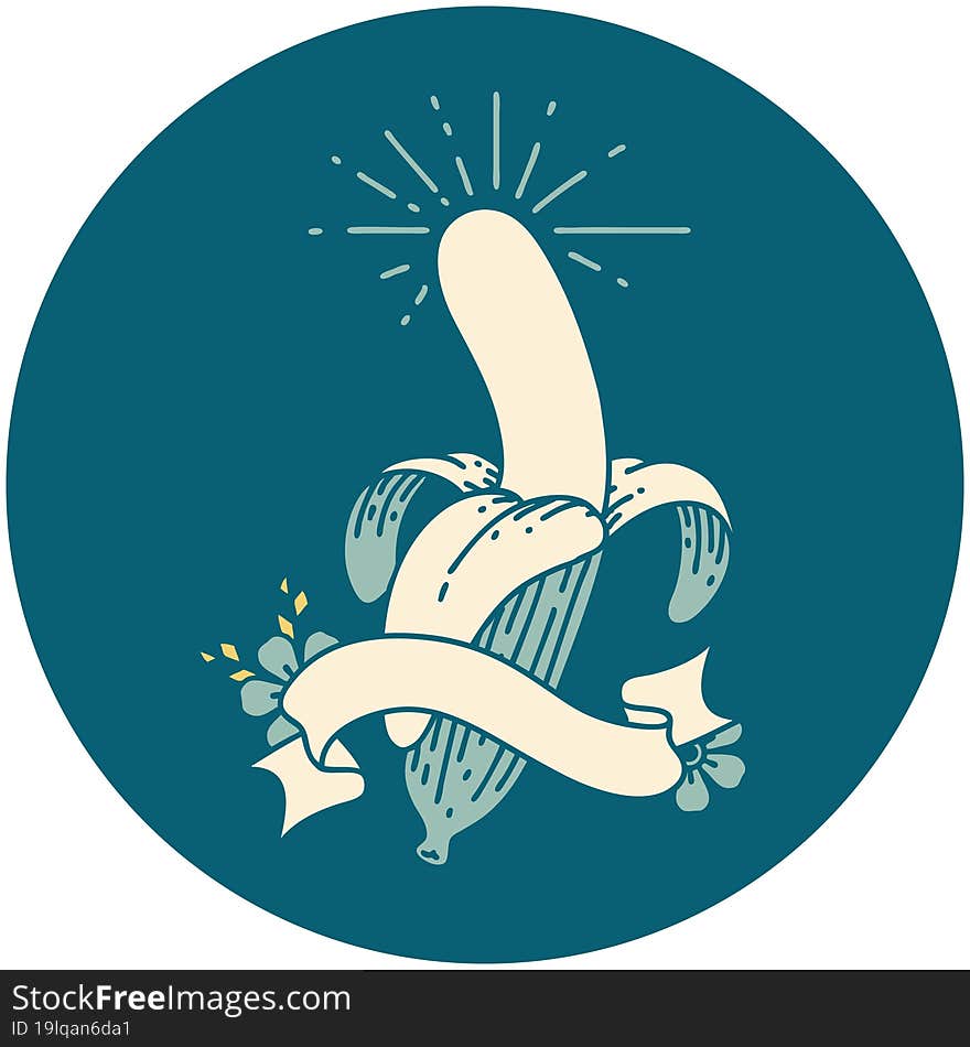 Icon Of Tattoo Style Peeled Banana