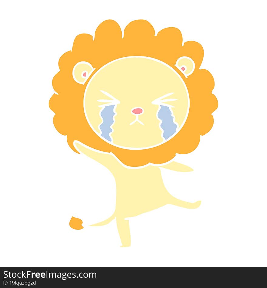 flat color style cartoon crying lion