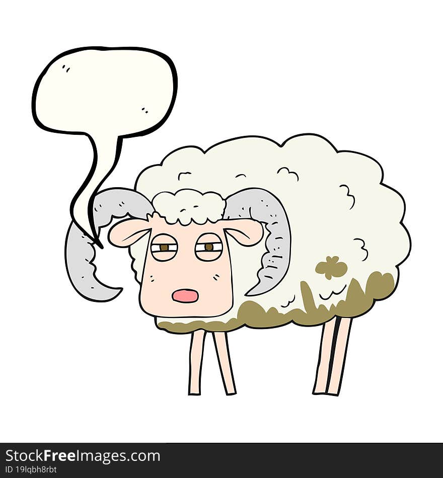 speech bubble cartoon ram covered in mud