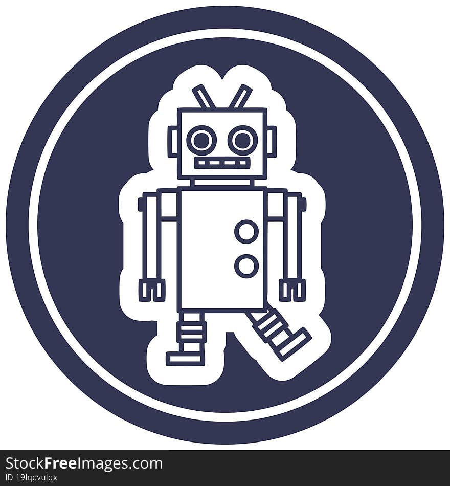 dancing robot circular icon