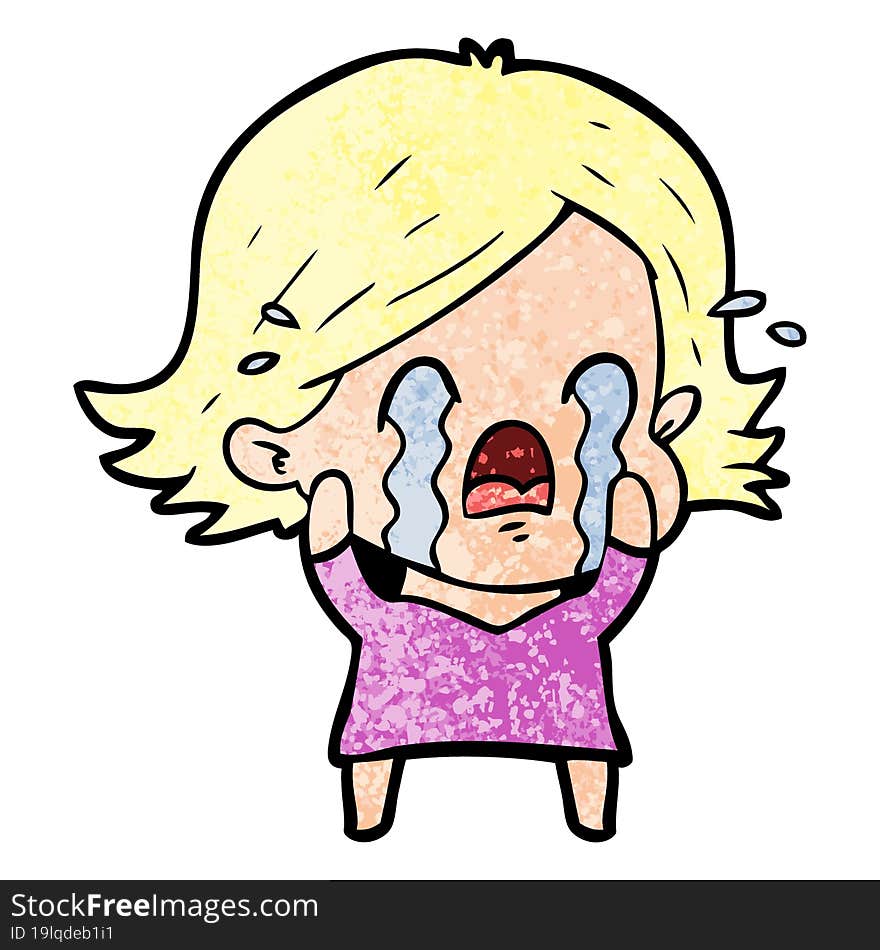 cartoon woman crying. cartoon woman crying