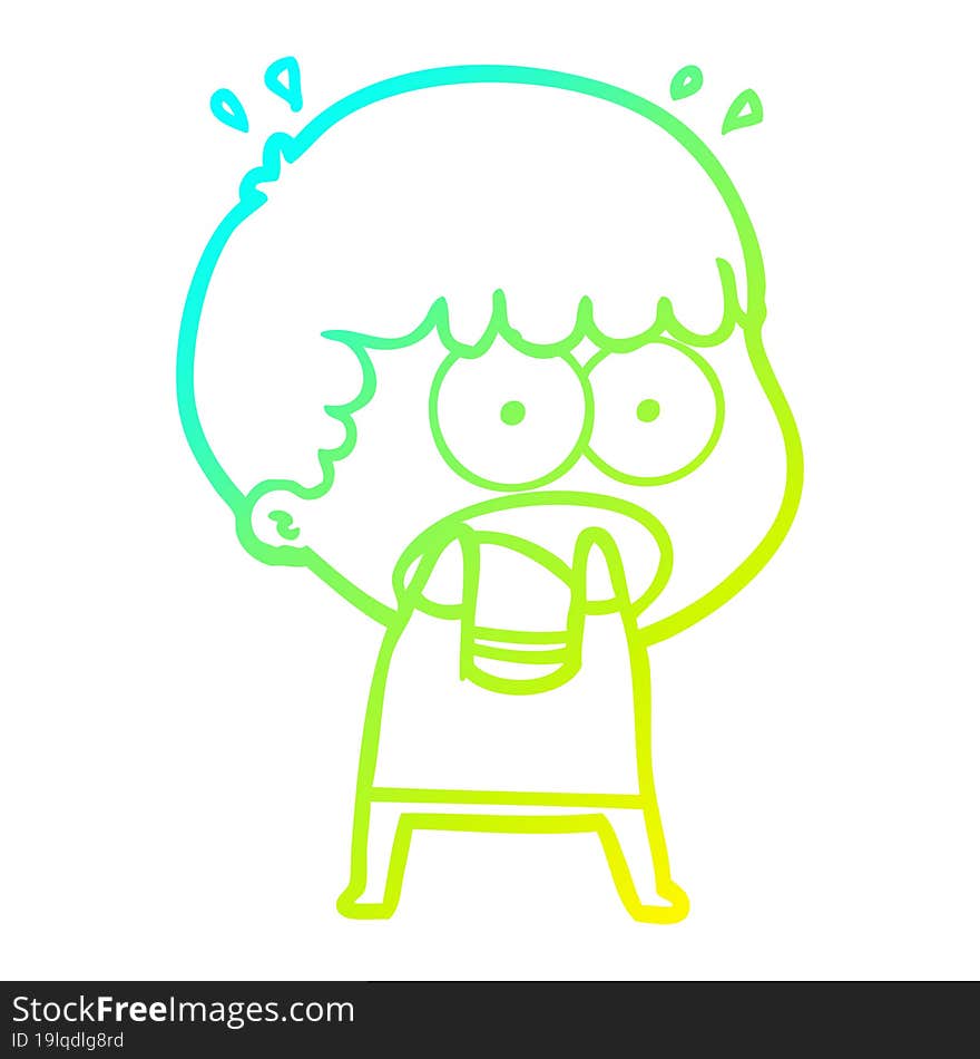 cold gradient line drawing cartoon shocked man