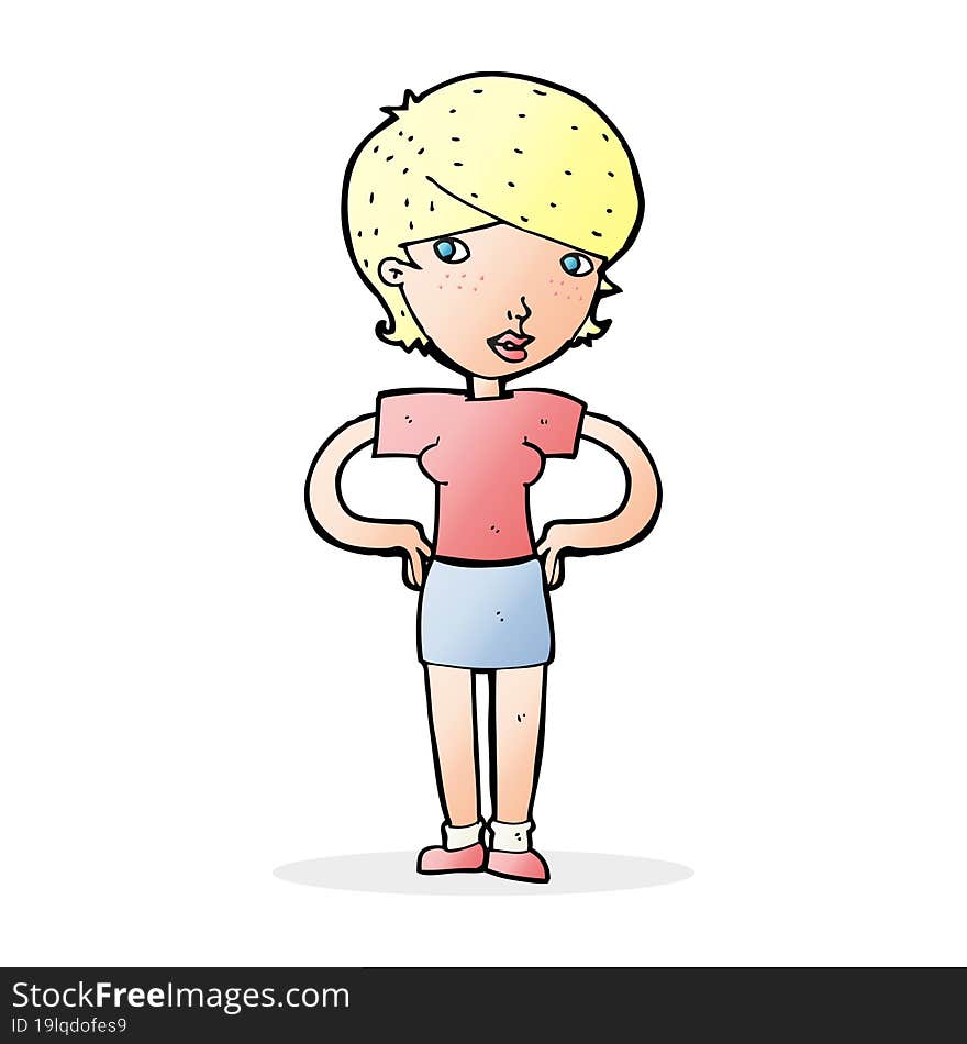 cartoon woman with hands on hips