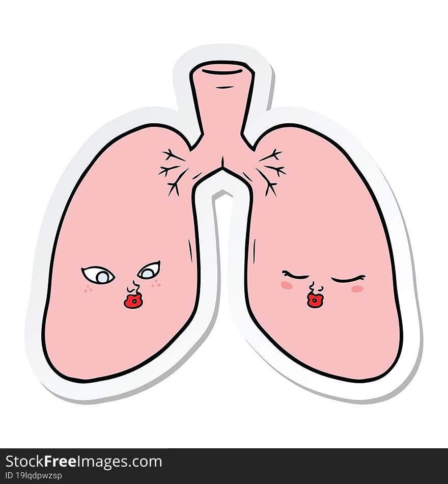 sticker of a cartoon lungs