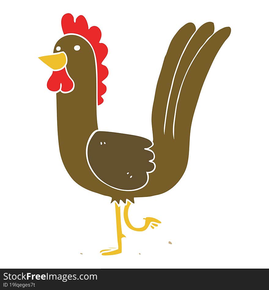 Flat Color Style Cartoon Rooster