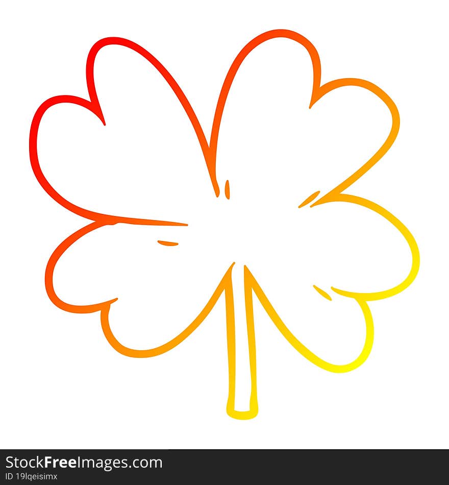 warm gradient line drawing cartoon four leaf clover