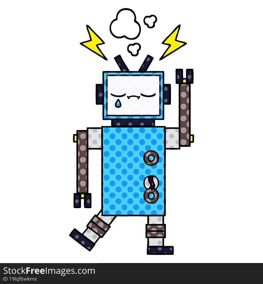 comic book style cartoon of a robot