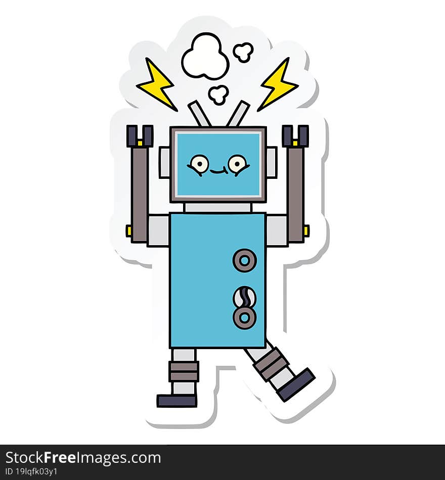 Sticker Of A Cute Cartoon Dancing Robot