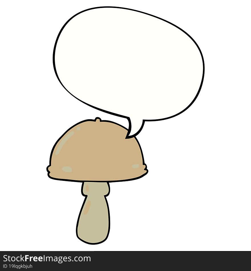 cartoon mushroom with speech bubble. cartoon mushroom with speech bubble