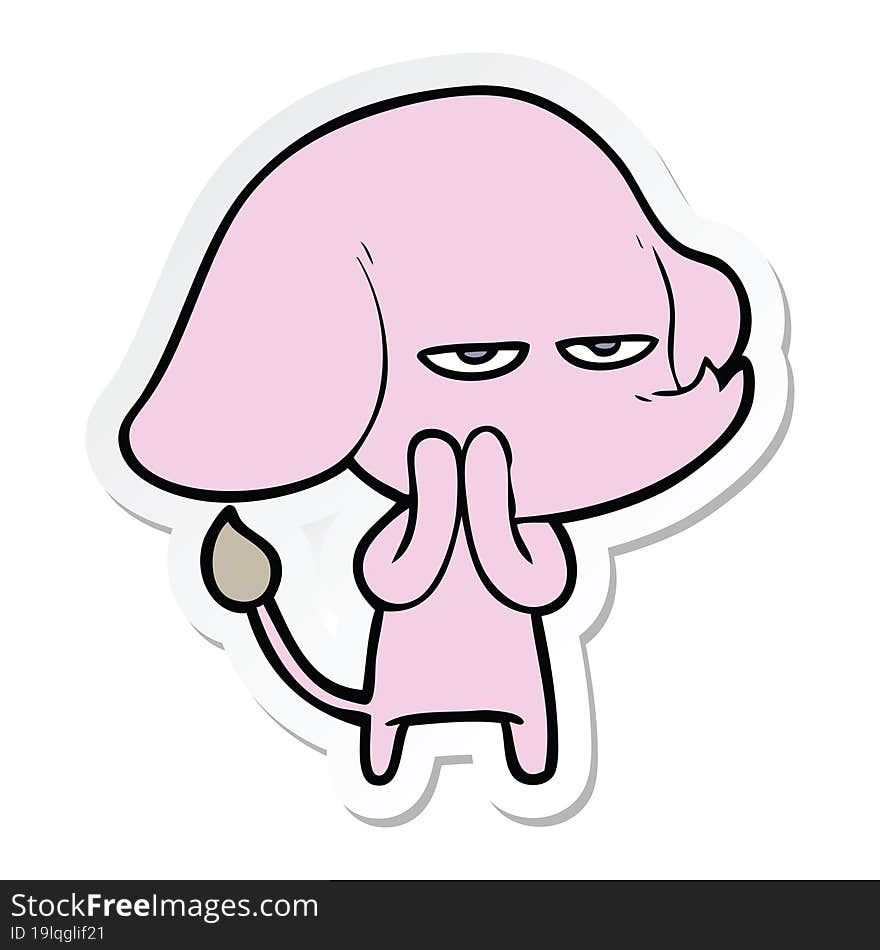 sticker of a annoyed cartoon elephant