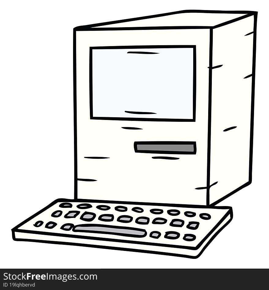 hand drawn cartoon doodle of a computer and keyboard