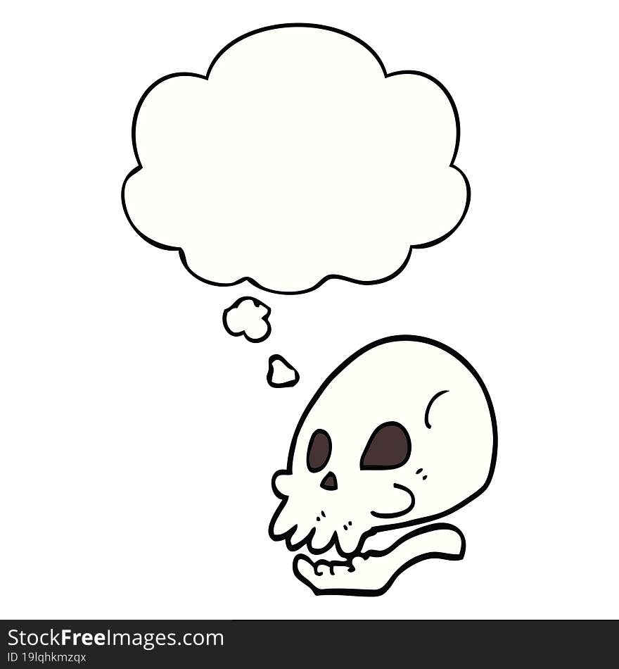 cartoon skull and thought bubble