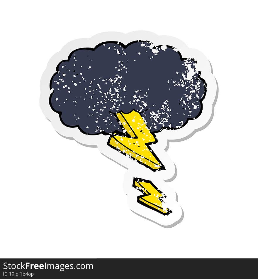 retro distressed sticker of a cartoon thundercloud