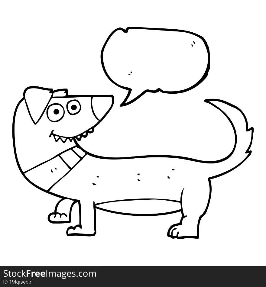 freehand drawn speech bubble cartoon dog