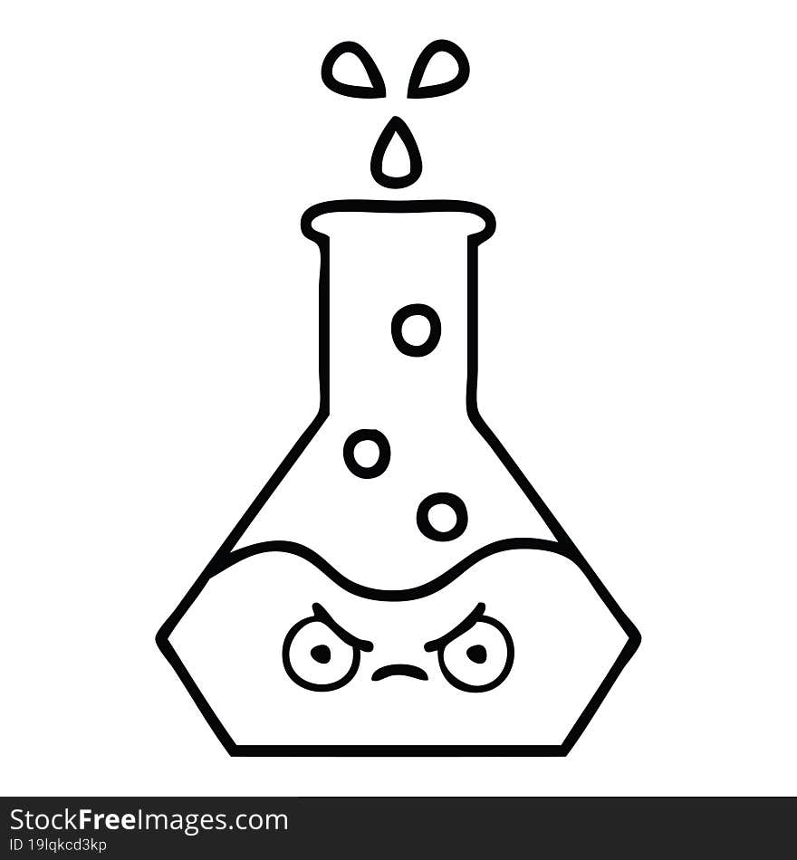 line drawing cartoon science beaker