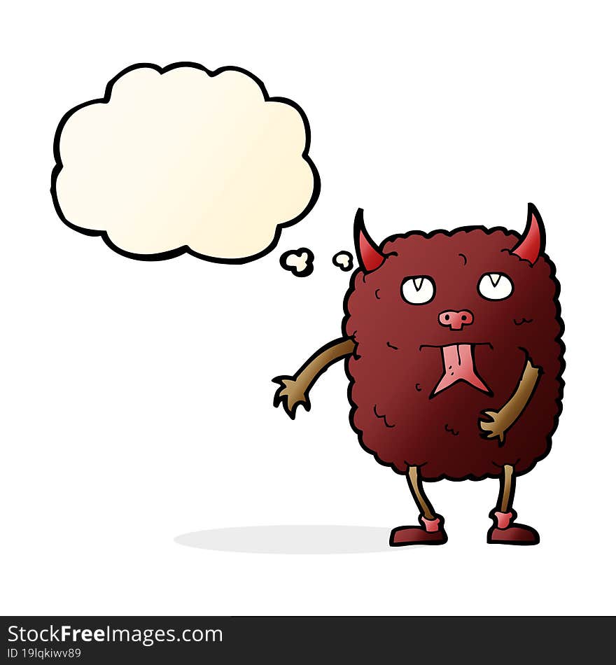 funny cartoon monster with thought bubble