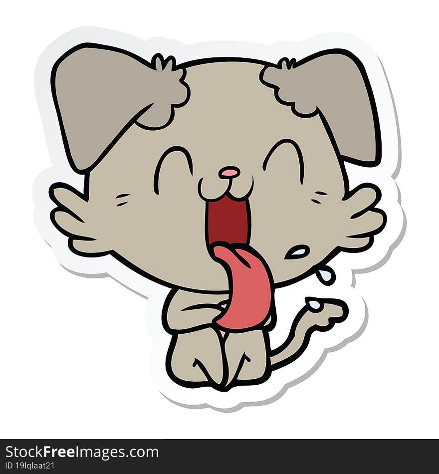 sticker of a cartoon panting dog