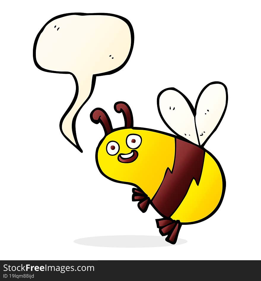 funny cartoon bee with speech bubble