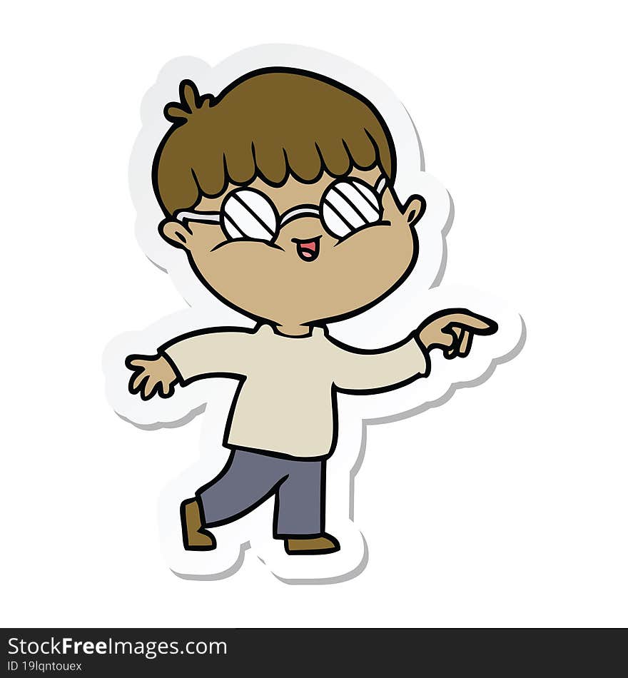 sticker of a cartoon boy wearing spectacles