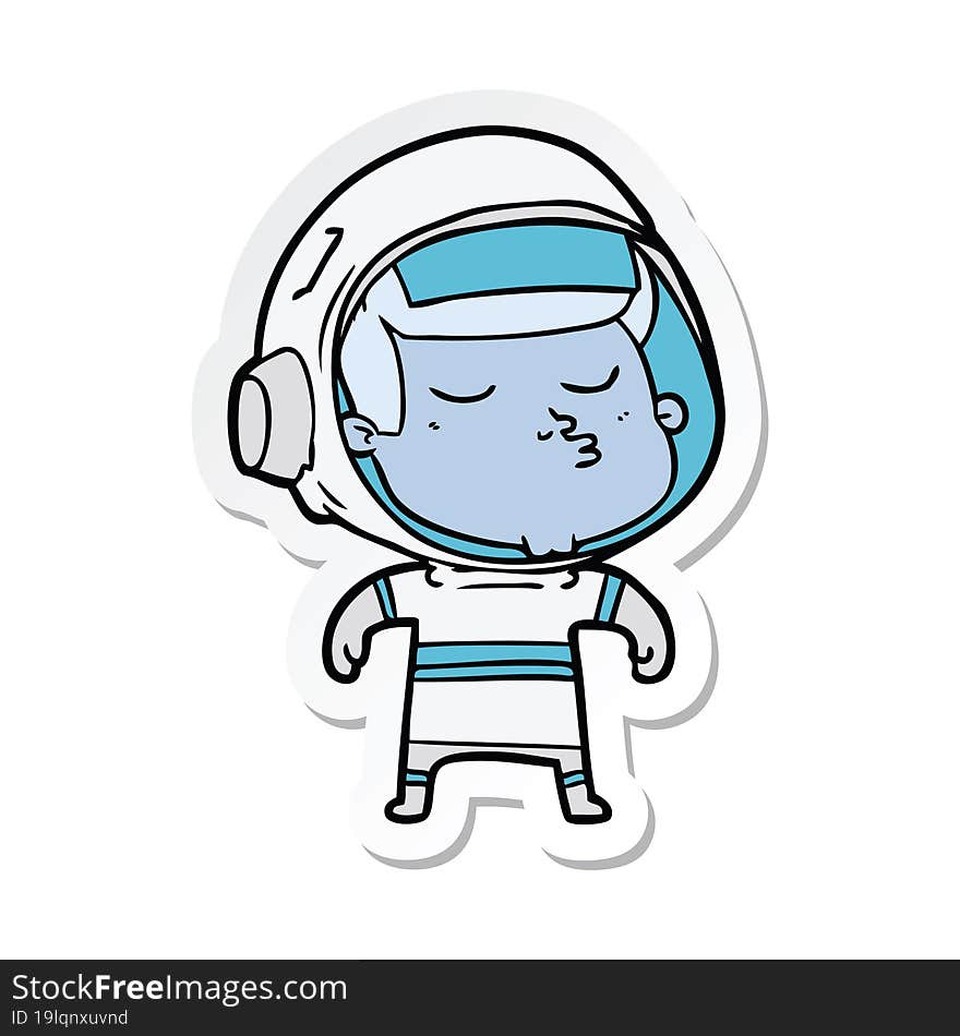 sticker of a cartoon confident astronaut