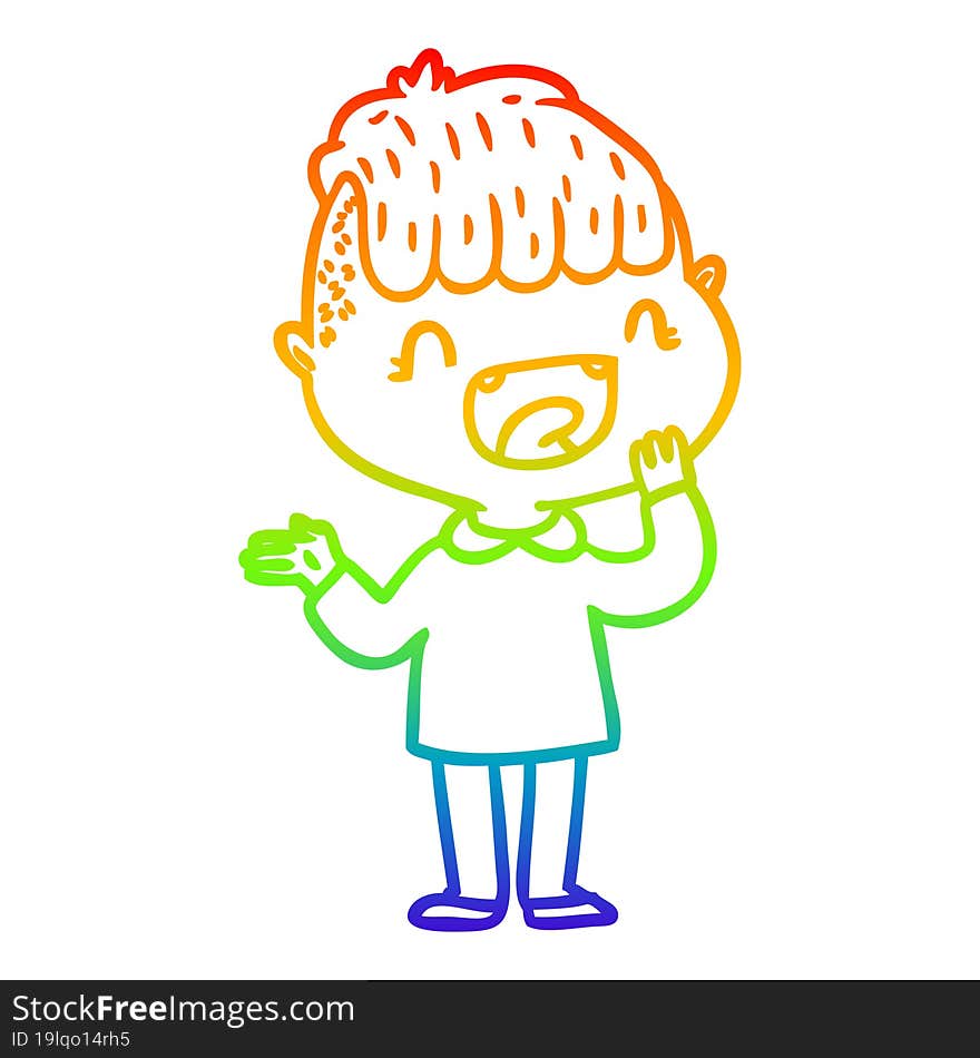 rainbow gradient line drawing cartoon happy boy laughing