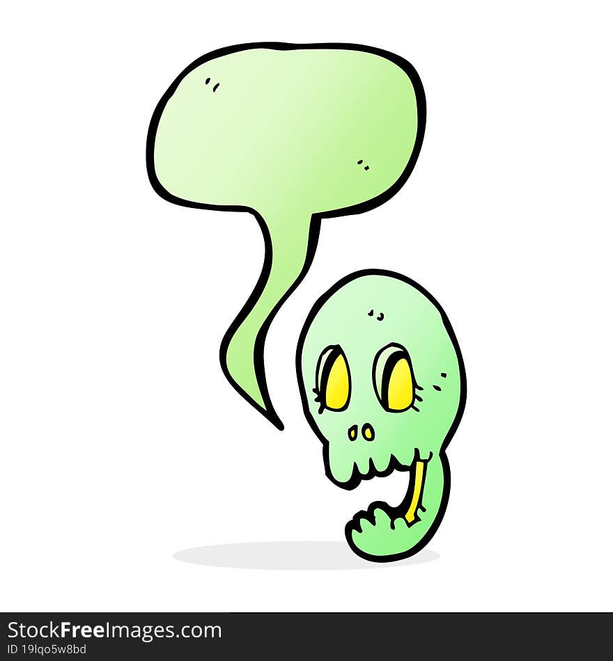 funny cartoon skull with speech bubble