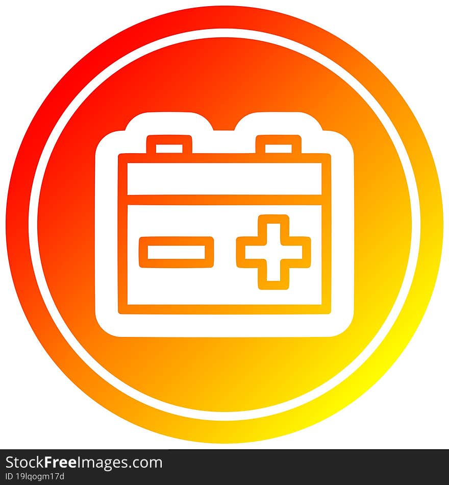 industrial battery circular in hot gradient spectrum