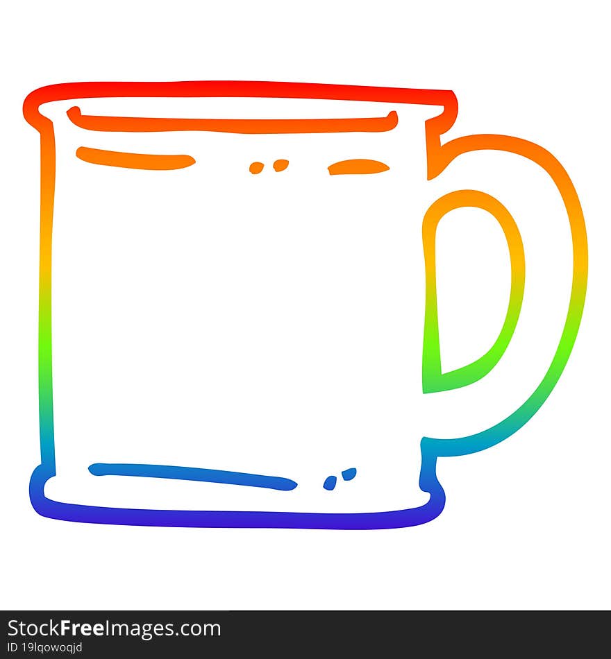 Rainbow Gradient Line Drawing Cartoon Tankard