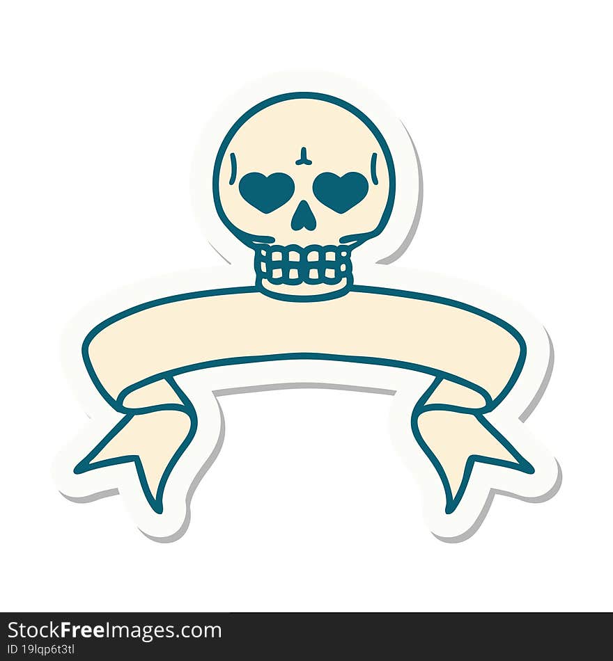 tattoo sticker with banner of a skull