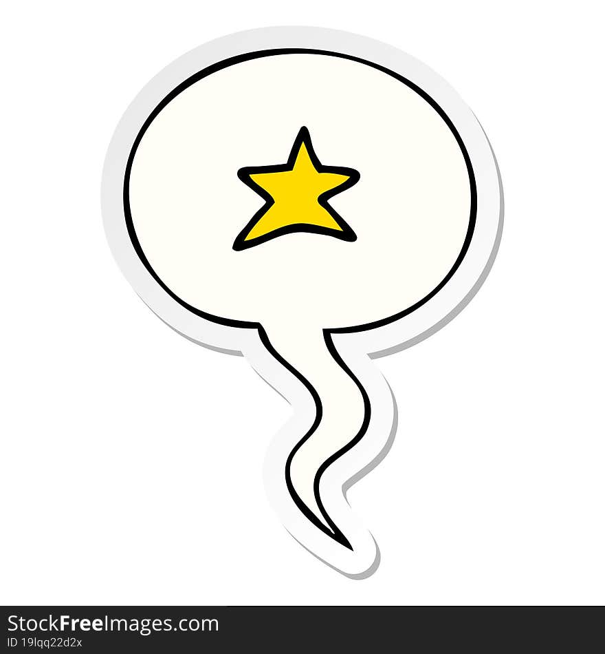 cartoon star symbol and speech bubble sticker